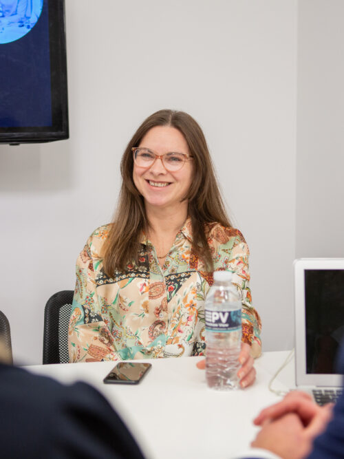 Woman taking part in an interview.